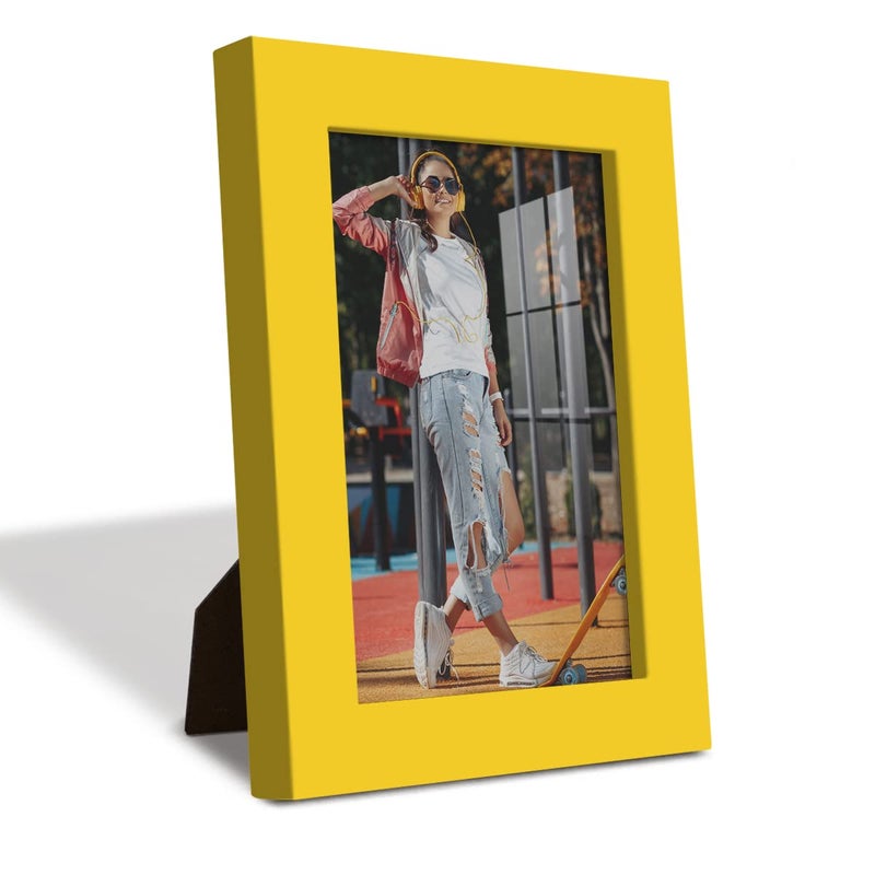 Renditions Gallery 4x6 inch Picture Frame High-end Modern Style, Made of Solid Wood and High Definition Glass Ready for Wall and Tabletop Photo Display, Yellow Frame - Image 2